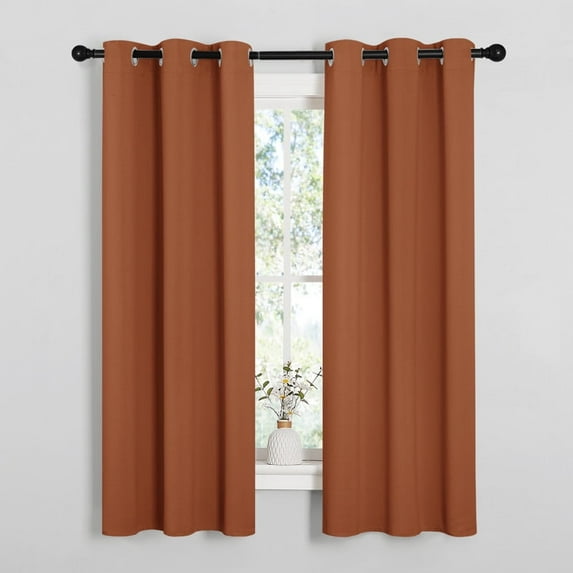 NICETOWN Blackout Curtains Thermal Insulated Noise Reducing Solid Grommet Privacy Drapes, W37 x L63, Set of 2, Burnt Orange