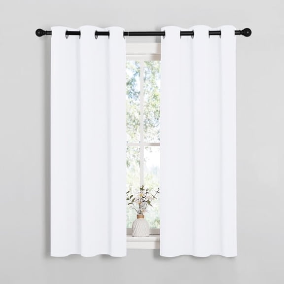 NICETOWN Blackout Curtains for Bedroom, Grommet Thermal Insulated home decor, Pure White, W37 x L54, Set of 2