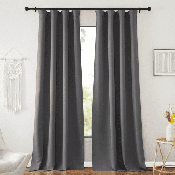 NICETOWN Blackout Curtains for Bedroom, Rod Pocket/Back Tab/Hook Belt Privacy Thermal Insulated Room Darkening Drapes, Grey, 52"x84", 2 Panels