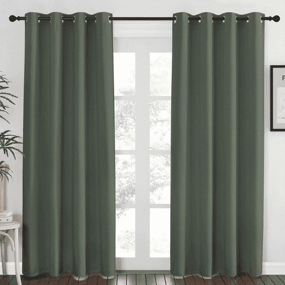 NICETOWN Blackout Curtains for Bedroom Solid Noise Reducing Grommet Window Treatment, W52 x L84, Set of 2, Dark Mallard
