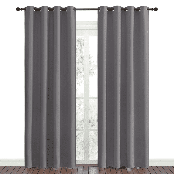 NICETOWN Blackout Curtains for Bedroom, W52 x L84 Blackout Thermal Insulated Drapes, 2 Panel Set, Grey Grommet Farmhouse Blackout Curtains