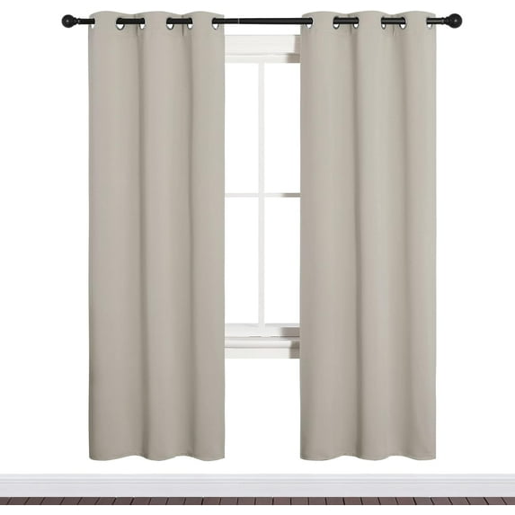 NICETOWN Blackout Curtains for Bedroom Windows 84 inch Long Grommet Thermal Insulated Window Treatment, 37"x84", Natural, 2 Panels