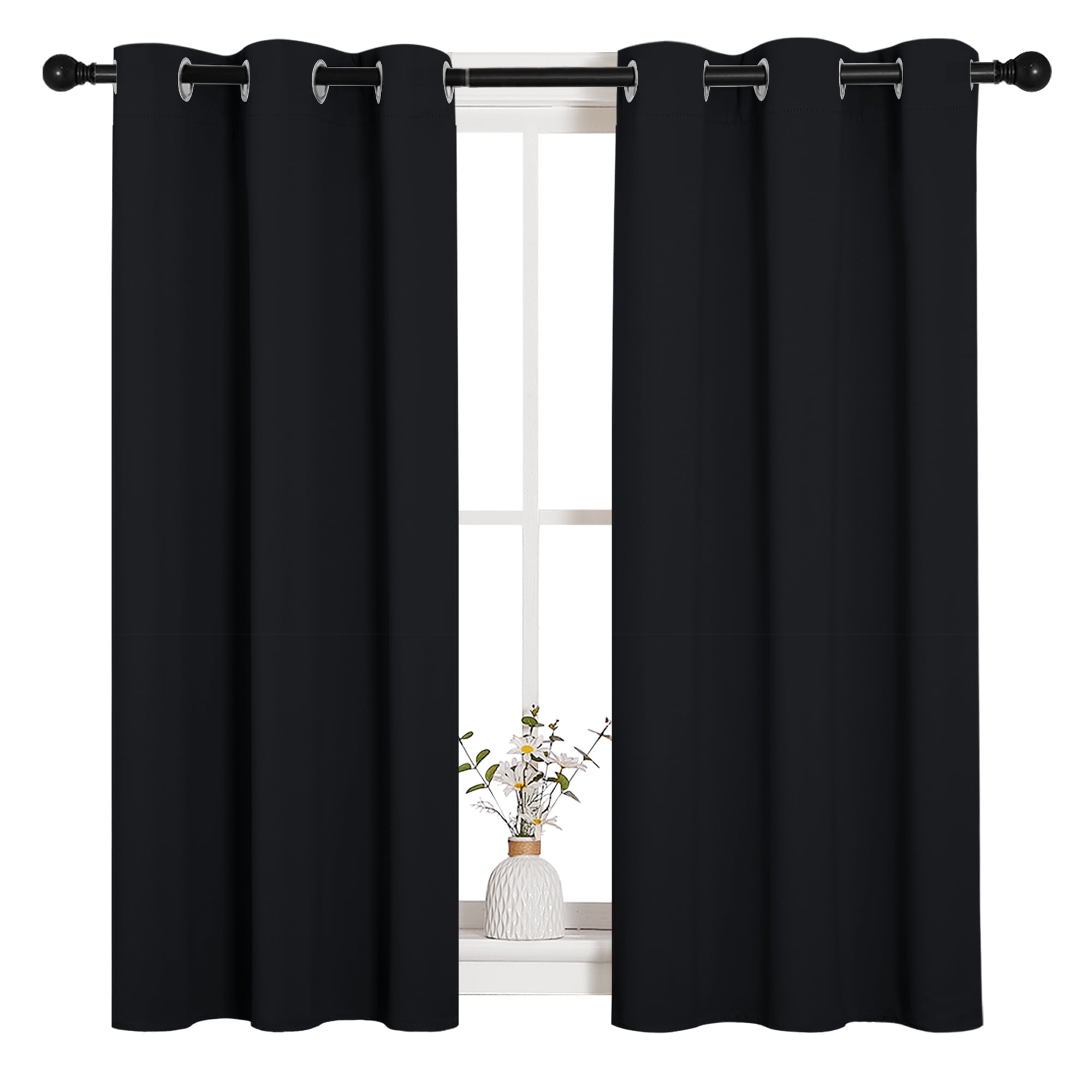 NICETOWN Blackout Curtains for Living Room Black, Set of 2, W34 x L45