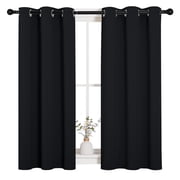 NICETOWN Blackout Curtains for Living Room Black, Set of 2, W34 x L45 - Provide Thermal Insulation Window Curtains Black