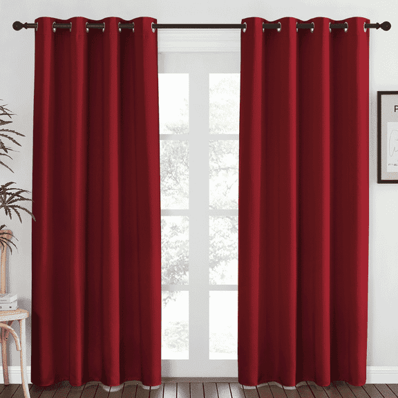 NICETOWN Blackout Curtains for Living Room Grommet Solid Thermal Insulated Privacy Drapes, W52 x L84, Set of 2, Burgundy Red