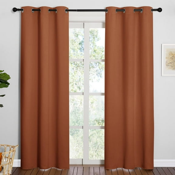 NICETOWN Blackout Curtains for Living Room Noise Reducing Grommet Privacy Window Treatment, W42 x L84, Set of 2, Burnt Orange