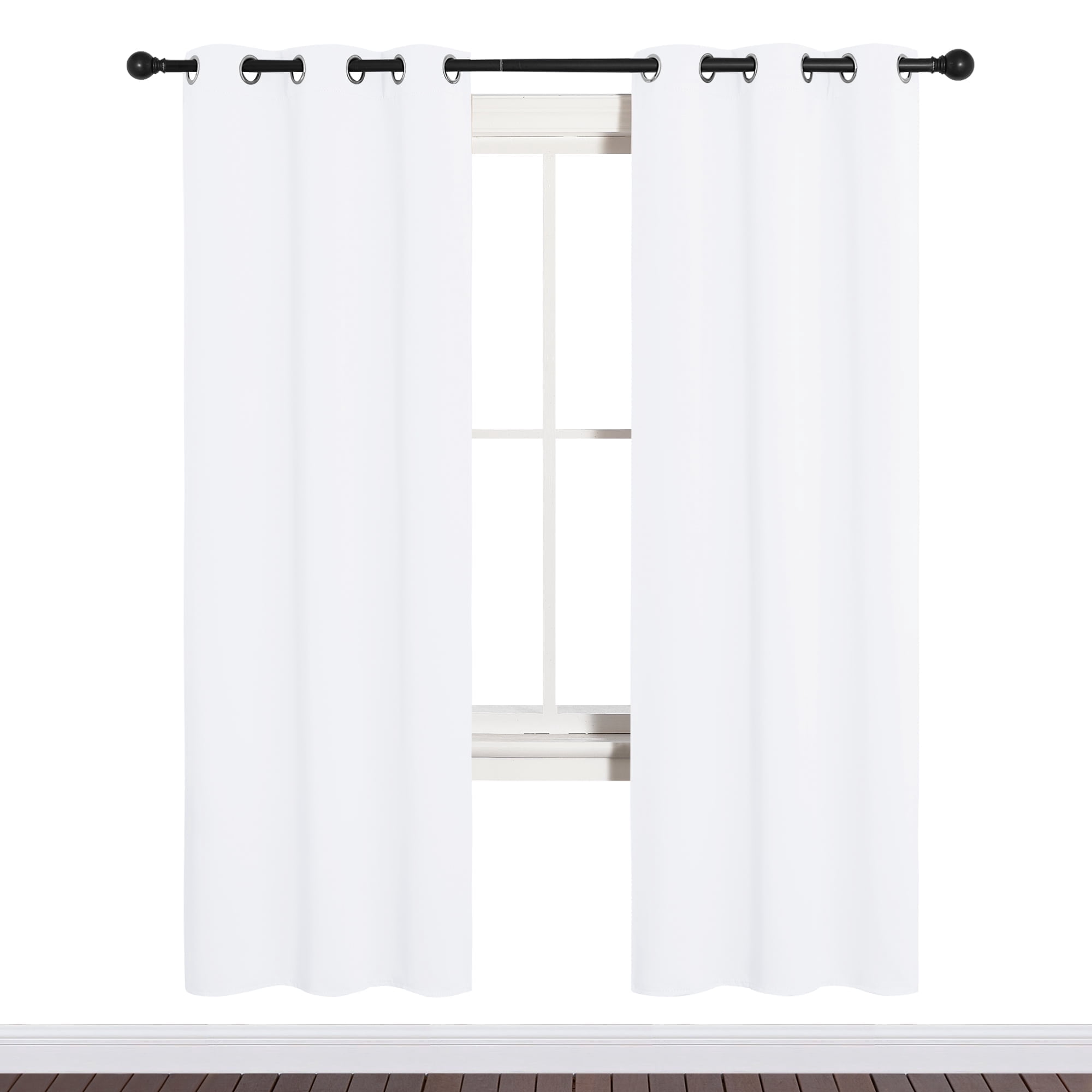 NICETOWN Blackout Curtains for Living Room White, Set of 2, W34 x