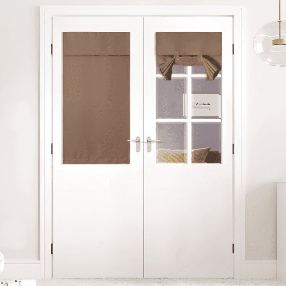 NICETOWN Blackout Door Curtain, Tricia Window Door Shades Thermal Insulated Light Block French Door Curtain Tie up Shades Energy Efficient Double Door Blind, Cappuccino, 30"x40", 1 Panel