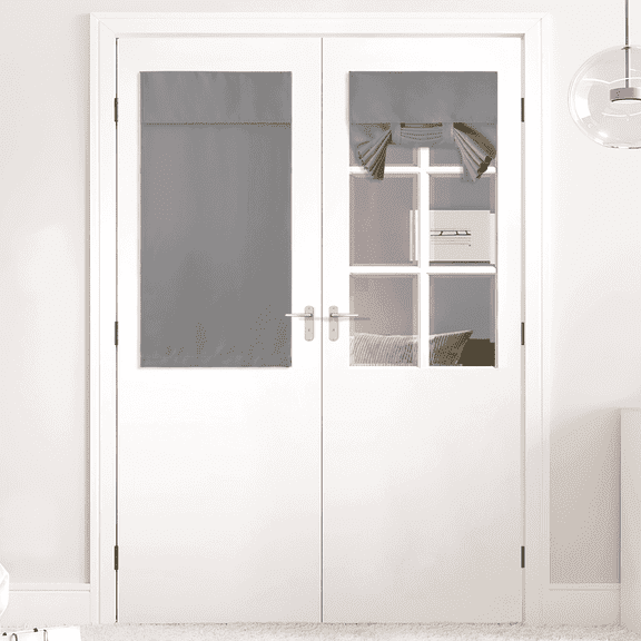 NICETOWN Blackout Door Curtains, Privacy Door Window Shade Thermal Insulated Roll Up Blinds Small Window Decor for French Door Patio Glass Door, Sliver Grey, 30"x40", 1 Panel
