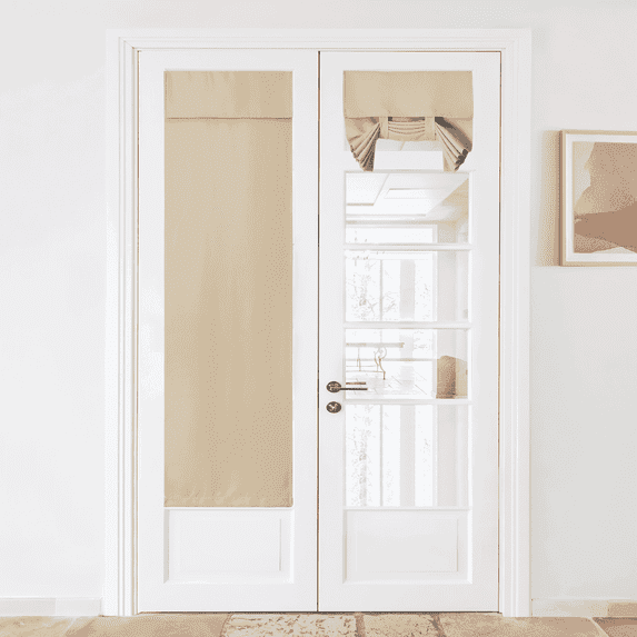 NICETOWN Blackout French Door Curtains, Privacy Thermal Insulated Tie up Glass Shades, Easy to Install Tricia Window Drapes, Front Door Curtain, Biscotti Beige, 26"x72", 1 Panel