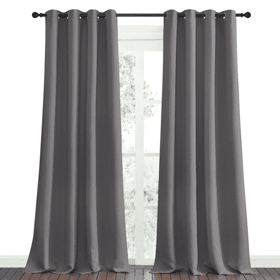 NICETOWN Blackout Insulated Curtains, Grey, 55 in x 96 in, grommet noise cancelling for bedroom