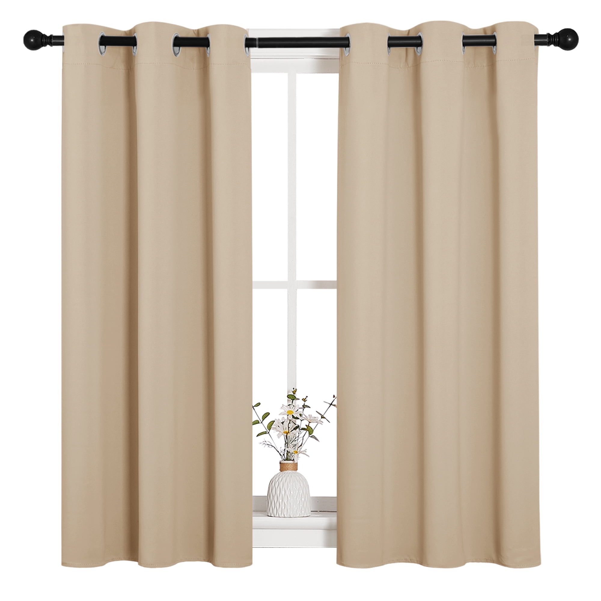 Coodeto Blackout Thermal Curtains Beige, Set of 2, W34 x L45 Bedroom