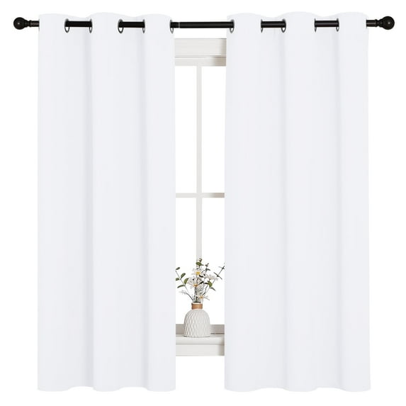 NICETOWN Blackout Thermal Curtains White, Set of 2, W42 x L63 Bedroom Blackout Curtains 2 Panel Sets 63 inch Length Blackout