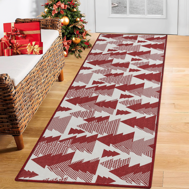 Coodeto Christmas Runner Rugs 2'x6', Christmas Tree Boho Hallway Rug