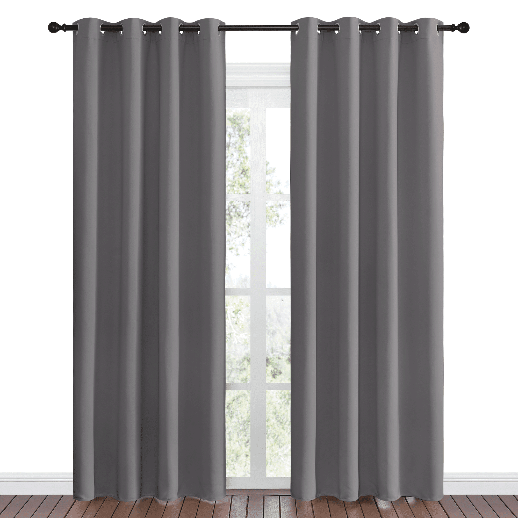 Coodeto Curtains Blackout Grey Set of 2, W52 x L84 84 inch Blackout