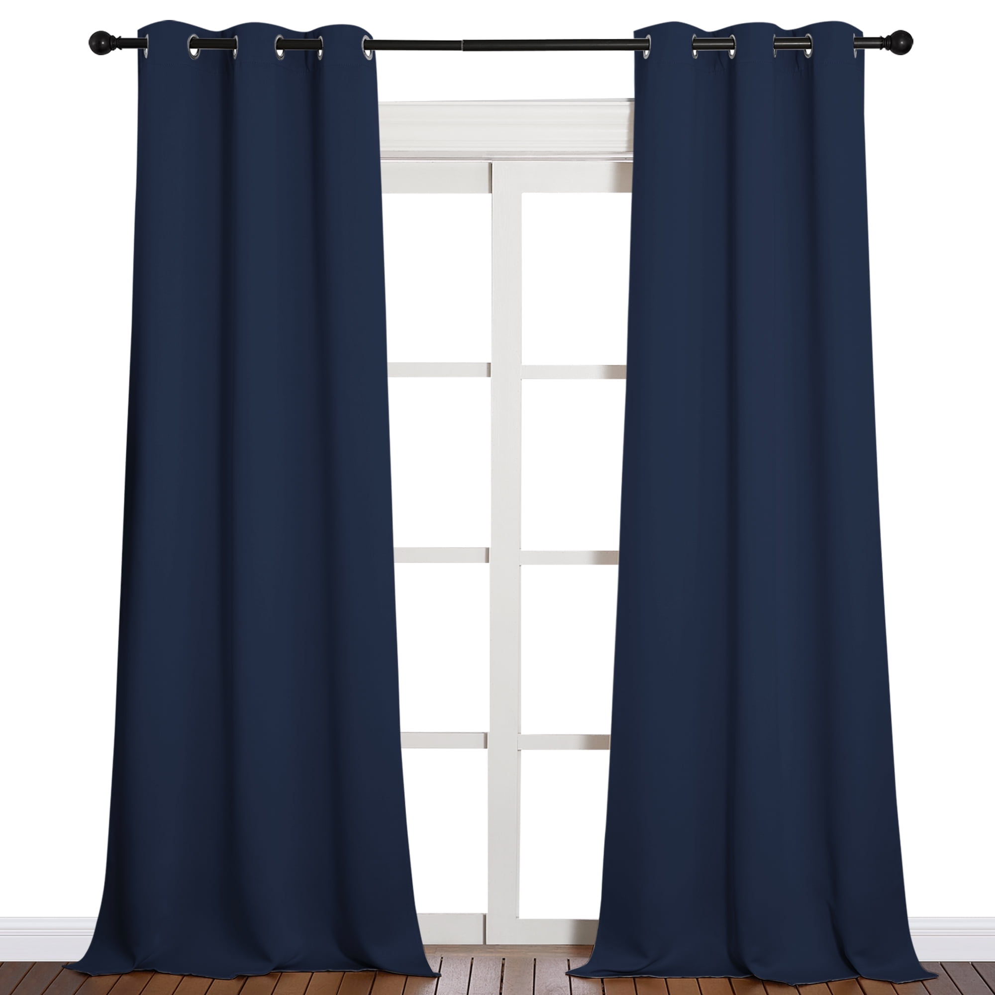 Coodeto Curtains Blackout Navy Set of 2, W52 x L84, Blackout Curtains