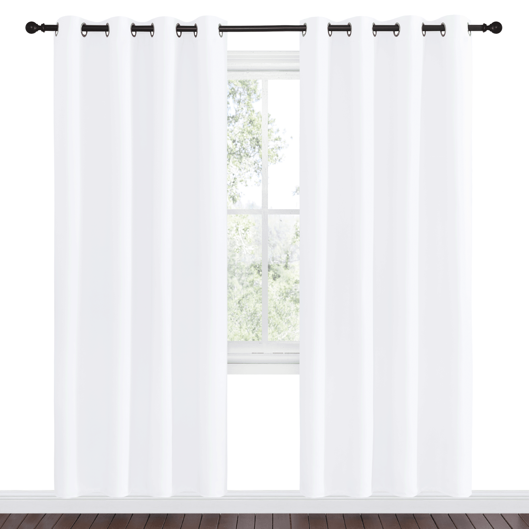 Coodeto Curtains Blackout White Set of 2, W52 x L84 84 inch Blackout
