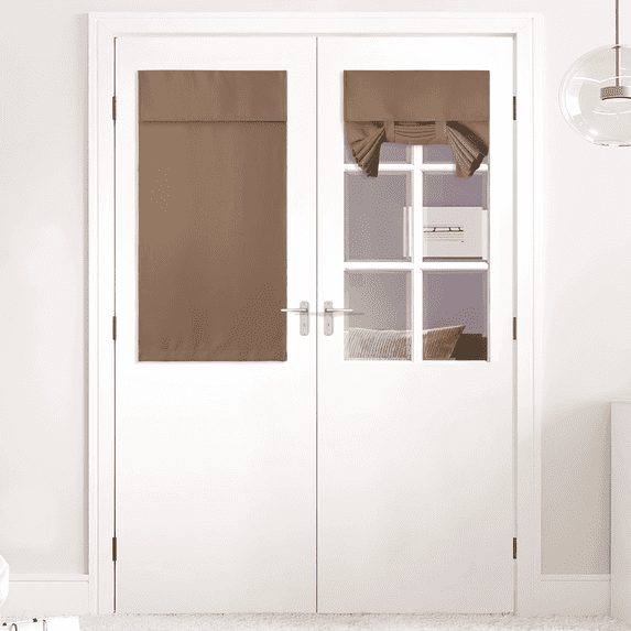 NICETOWN Door Curtains, Blackout Privacy Door Window Shade Thermal Insulated Roll Up Blinds Small Window Decor for French Door Patio Glass Door, Cappuccino, 34"x40", 1 Panel