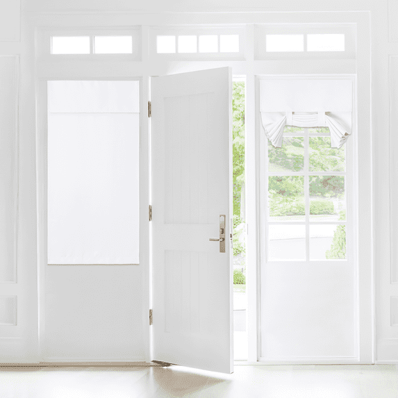 NICETOWN Door Curtains, French Door Curtains Privacy Blackout Door Curtains for Glass Door, Thermal Insulated Tie Up Shades Window Curtains for Bedroom Patio, Pure White, 30"x40", 1 Panel