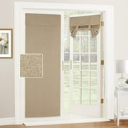 NICETOWN Door Curtains, Tricia Room Darkening Curtains for French Door, Natural Linen Blend Privacy Curtains Thermal Insulated Roll Up Blinds for Patio Door Gla