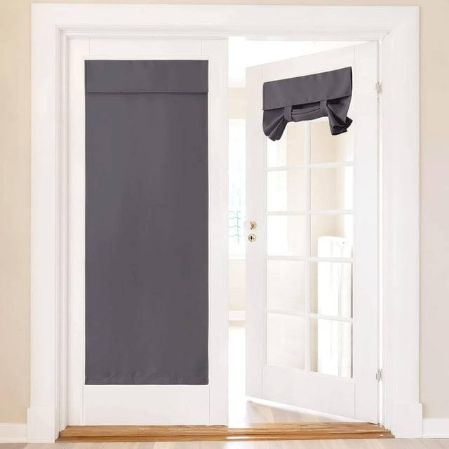 NICETOWN French Door Curtain, Privacy Thermal Insulated Door Window Curtain for Glass Door Front Door Sliding Door Patio Door, Grey, 36"x72", 1 Panel
