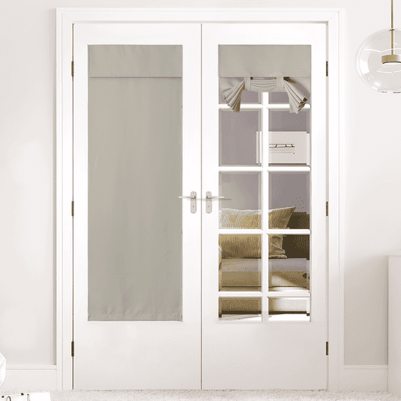 NICETOWN French Door Curtains, Privacy Door Window Curtains Blackout French Door Shades for Glass Door, Thermal Insulated Tie Up Shades Door Window Coverings for Bedroom, Natural, 36"x72", 1 Panel