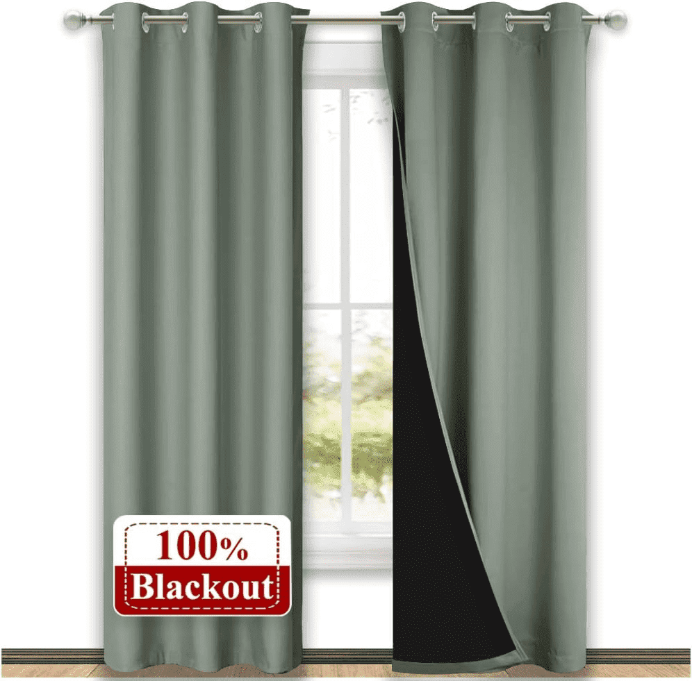 NICETOWN Full Blackout 2-Layer Curtains for Living Room Thermal ...