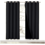 NICETOWN Full Blackout Curtains Privacy Grommet Thermal Insulated Modern Drapes for Bedroom, 52"x72", Set of 2, Black