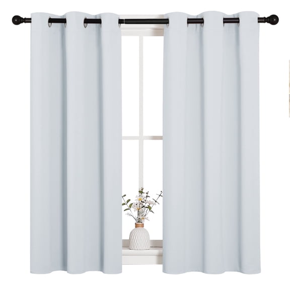 NICETOWN Home Greyish White Solid Blackout Window Curtain Greyish White Set of 2 W34 x L45 Room Darkening Window Treatment for Living Room Grommet