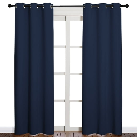 NICETOWN Home Navy Solid Blackout Window Curtain Navy Set of 2 W55 x L78 Room Darkening Window Treatment for Living Room Grommet