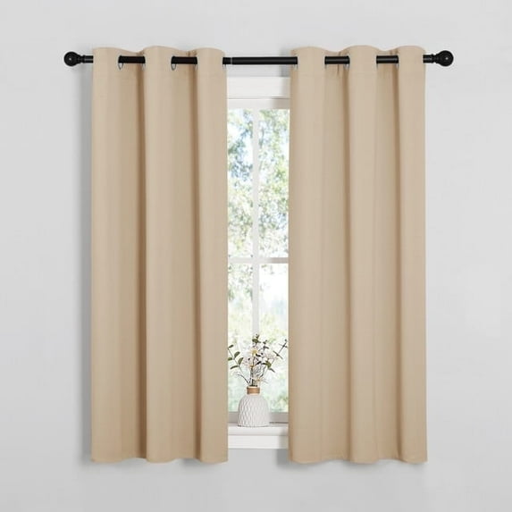 NICETOWN Insulated Blackout Bedroom Curtains Grommet Room Darkening, Biscotti Beige, W37 x L54, Set of 2