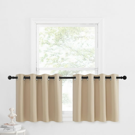 NICETOWN Kitchen Tiers Curtains Sets for Windows, Thermal Insulated Room Darkening Curtains Light Blocking Grommet Small Curtains for Loft Window, 52"x 24", Biscotti Beige, 2 Panels