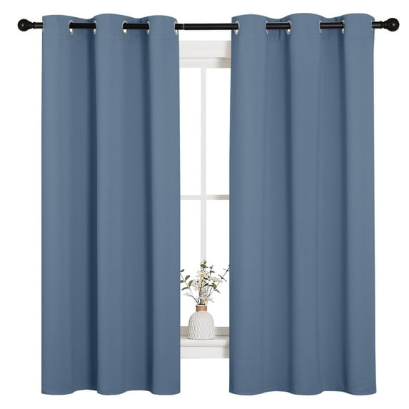 NICETOWN Light Blocking Drapes for Living Room Curtains Stone Blue Set of 2 W42 x L50 Grommet Thermal Insulated 2 Panel Blackout Curtains for Living