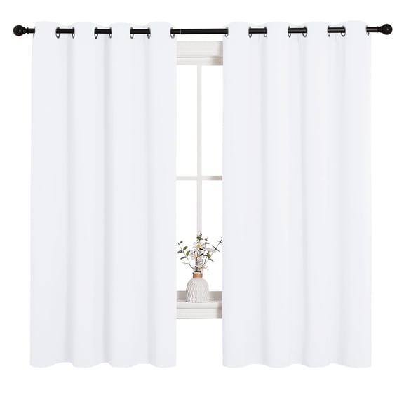 NICETOWN Light Blocking Drapes for Living Room Curtains White Set of 2 W55 x L68 Thermal Insulated 2 Panel Blackout Curtains for Living