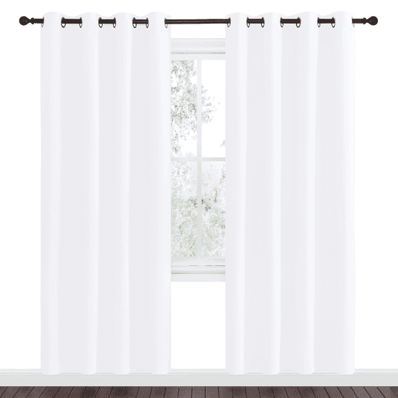 NICETOWN Light Blocking Drapes for Living Room Curtains White Set of 2 W55 x L86 Thermal Insulated 2 Panel Blackout Curtains for Living