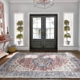 thumbnail image 1 of NICETOWN Machine Washable Area Rugs for Living Room, 3'x5' Vintage Floral Non-Slip Rug Stain Resistant Area Rug Foldable Carpet for Bedroom, Brick Red & Black, 1 of 11