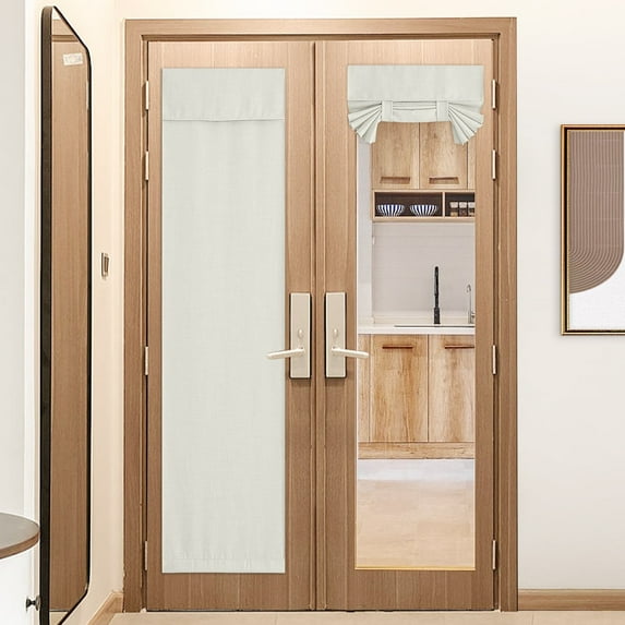 NICETOWN Natural Linen French Door Curtains, Privacy Door Curtains French Door Shade for Door Window, Thermal Insulated Velcro Tie Up Door Window for Bedroom, 26"x80", 1 Panel