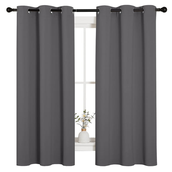 NICETOWN Noise Reduction Blackout Curtains Grey Set of 2, W42 x L63 - Keep Thermos Soundproofing Short Length Blackout Curtains for Bedroom