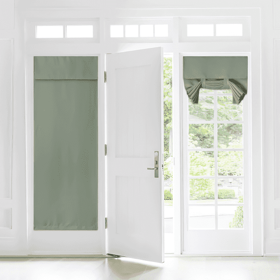 NICETOWN Room Darkening Blackout Window Curtains Solid Energy Saving French Door Curtain for Home Office Living Room, Greyish Green, 30"x72", 1 Panel