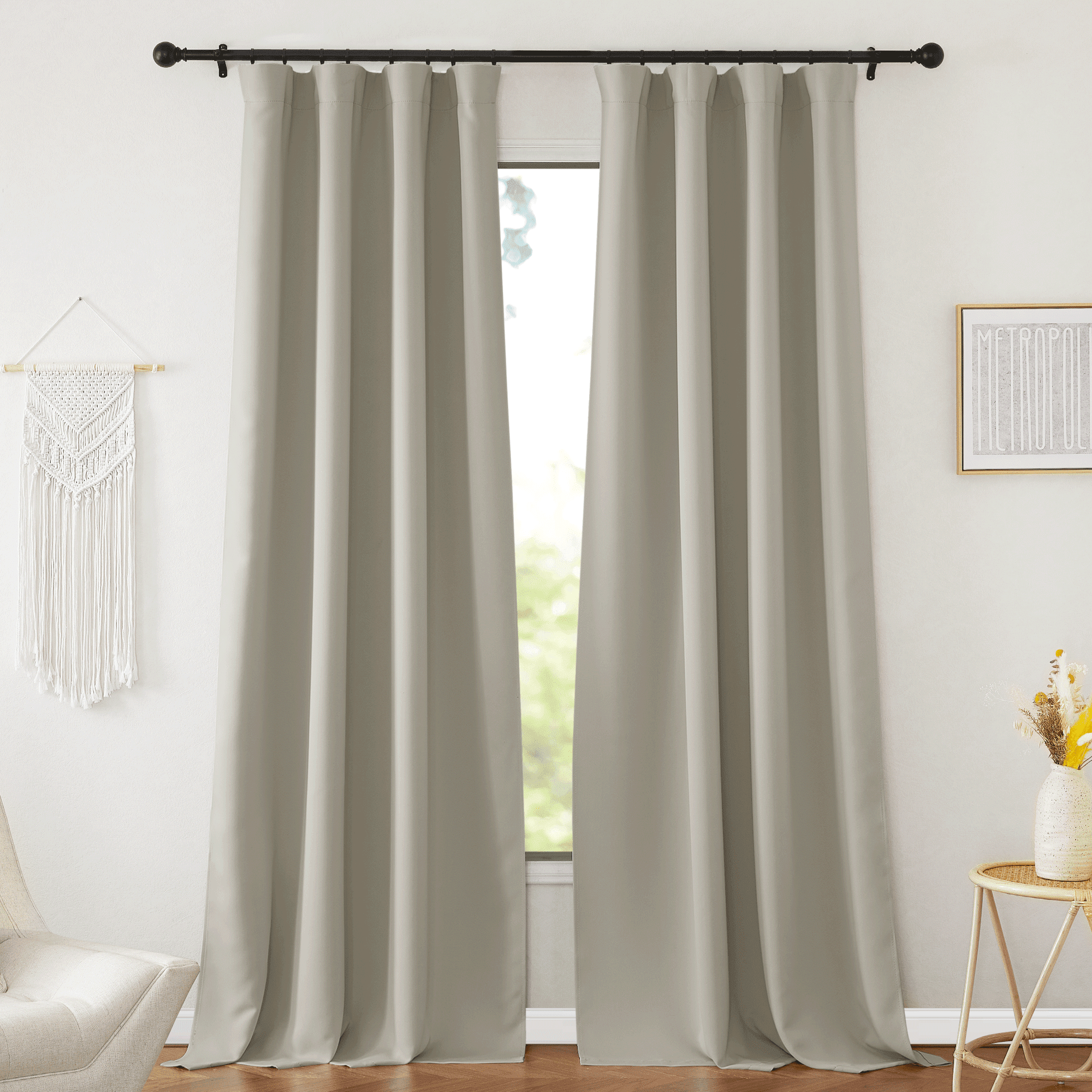 Coodeto Room Darkening Curtains for Bedroom, Rod Pocket/Back Tab/Hook ...