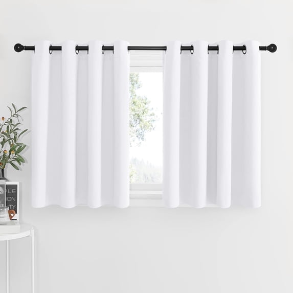 NICETOWN Room Darkening Curtains for Kitchen, Blackout Thermal Insulated Drapes Noise Reducing Privacy Grommet Small Window Curtains for Bathroom Laundry, 52"x36", Pure White, 1 Pair