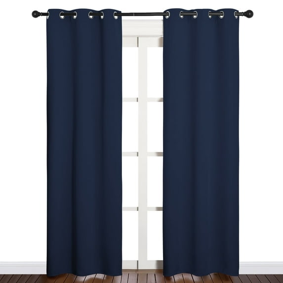 NICETOWN Room Darkening Curtains Thermal Insulated Grommet Drapes Noise Reducing Blackout Curtains for Home Office, Navy, 37"x84", 2 Panels