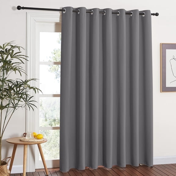 NICETOWN Room Divider Curtain for Living room, Blackout Thermal Insulated Grommet Sliding Glass Door Drape, 100"x84", 1 Piece, Grey