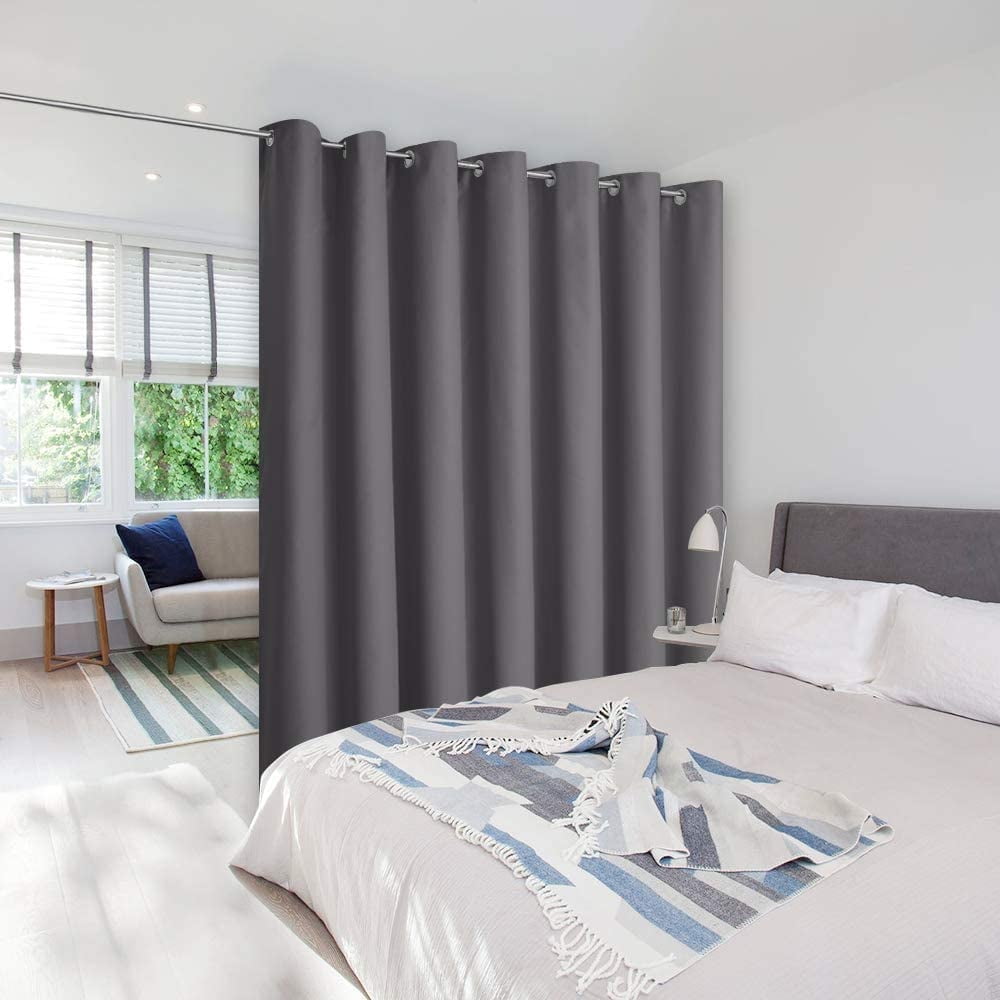 NICETOWN Room Divider Curtain for Living room, Blackout Thermal Insulated Grommet Sliding Glass Door Drape, 100"x84", 1 Piece, Grey