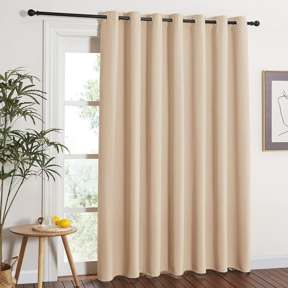 NICETOWN Room Divider Curtains Total Privacy Wall Room Divider Screens, Blackout Thermal Insulated Grommet Panel for Bedroom, 1 Panel, Biscotti Beige