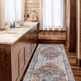 thumbnail image 1 of NICETOWN Runner Rug 2'x6' Vintage Floral Rug, Non-Slip Washable Stain Resistance Carpet for Kitchen Living Room, Brick Red & Black, 1 of 8