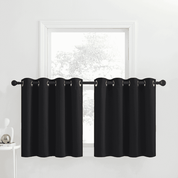 NICETOWN Short Blackout Curtains for Bathroom, Room Darkening Thermal Insulated Curtains Energy Saving Privacy Grommet Small Window Curtains, 52"x30", Black, 2 Panels