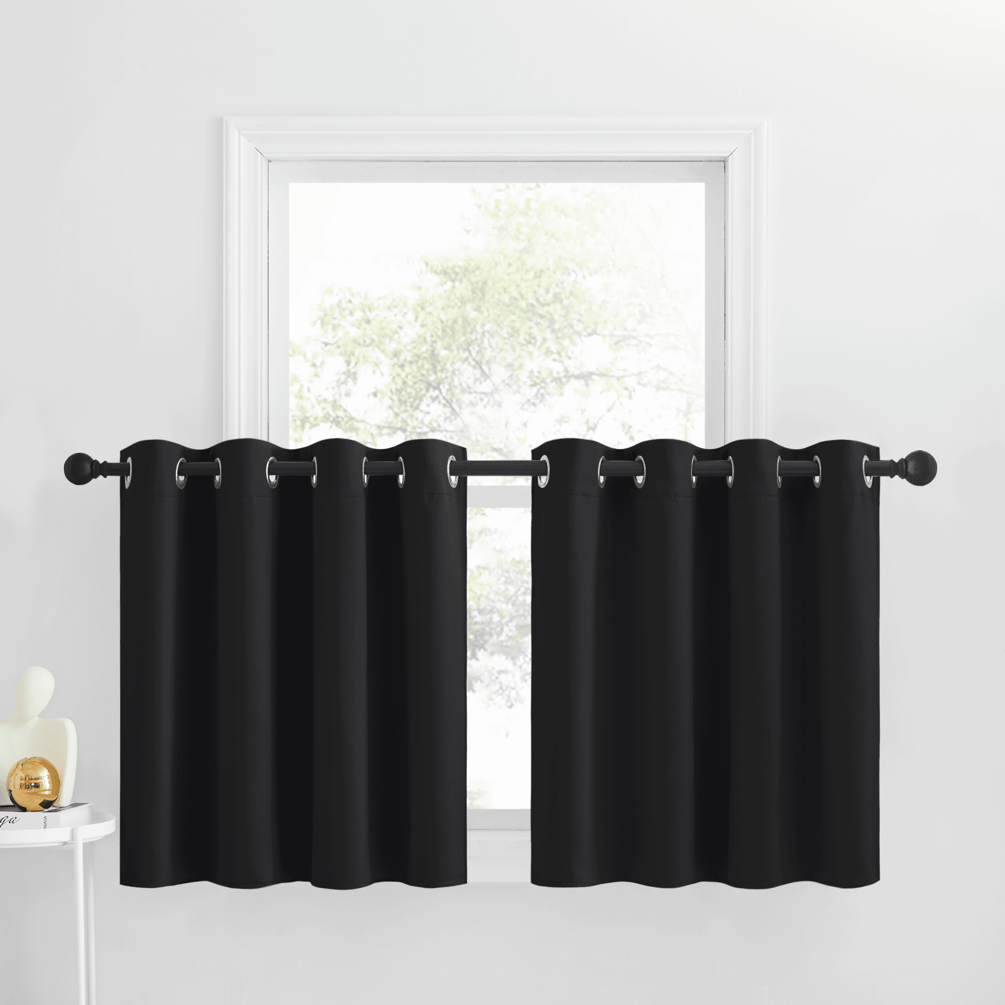 Coodeto Short Blackout Curtains for Bathroom, Room Darkening Thermal ...
