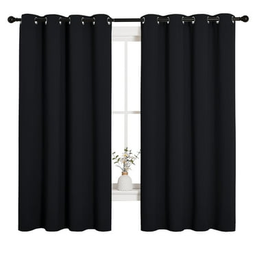 NICETOWN Short Blackout Curtains Black, Set of 2, W52 x L63 - Blackout Curtains for Kitchen and Kids Bedroom