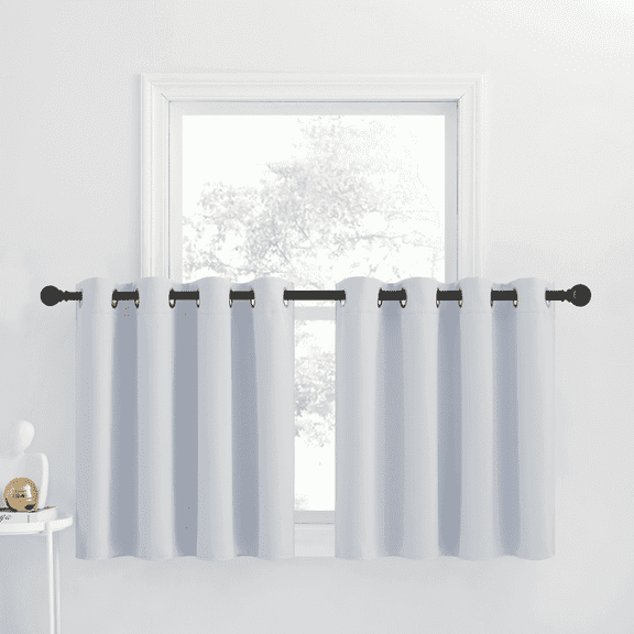 NICETOWN Small Window Curtains for Bathroom, Blackout Thermal Insulated Curtains Noise Reducing Energy Saving Grommet Curtain Tiers, 52"x30", Greyish White, 2 Panels